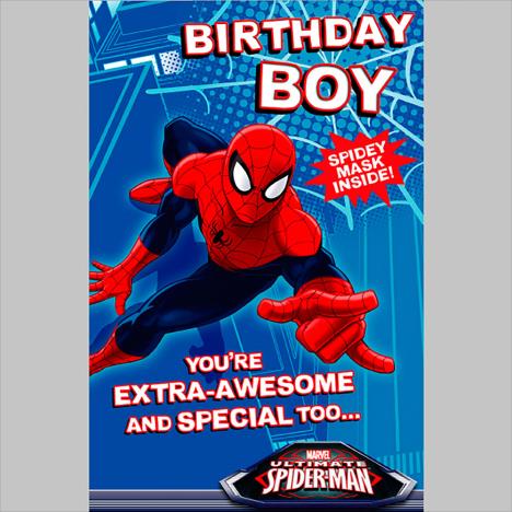 Birthday Boy Spiderman Birthday Card With Mask £2.49